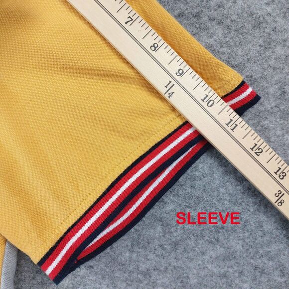 Born Fly Polo Shirt Mens XL Anytown USA Colorblock Yellow Navy Blue Extra Large - Picture 6 of 10